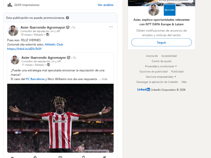 Post de LinkedIn con Mucho éxito